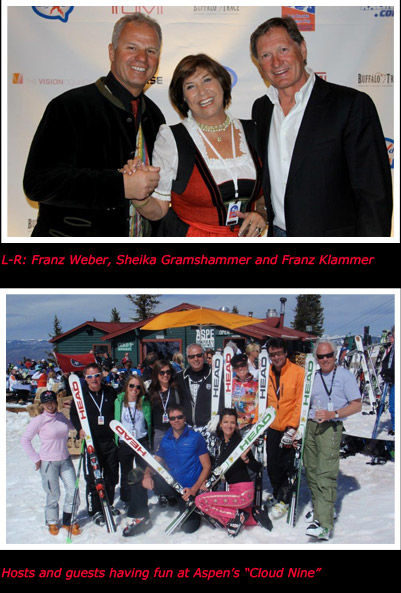 L-R: Franz Weber, Sheika Gramshammer and Franz Weber, Hosts and guests having fun at Aspens Cloud Nine